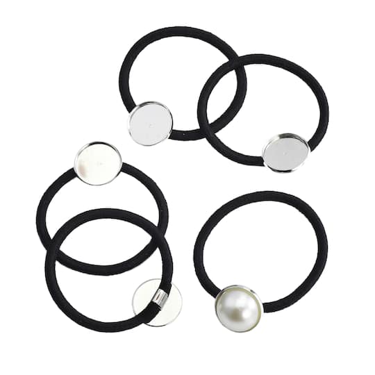 Black Hair Ties with 17.7mm Circle Blanks